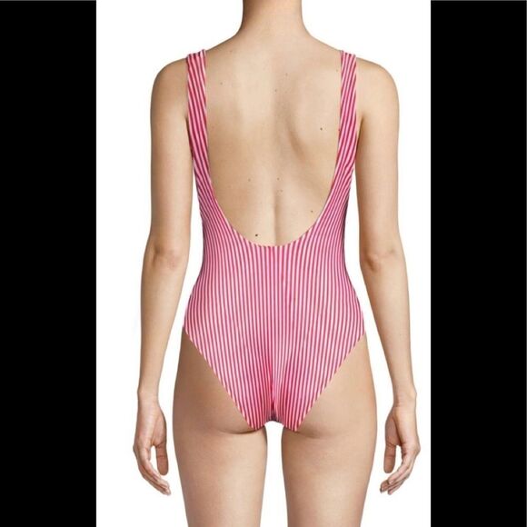 New. WILDFOX red stripe swimsuit. Small. Retail $178 - Picture 7 of 7